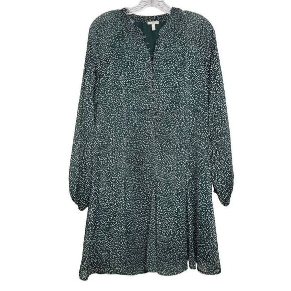 Joie Green Polka Dot Balloon Sleeves Chiffon Shift Mini Dress Size Small - Picture 2 of 10